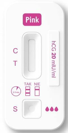 Test Ciążowy PINK Super Czuły płytkowy 1 sztuka