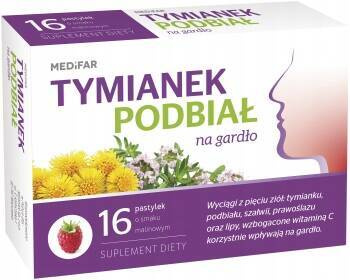 Tymianek Podbiał na gardło 16 pastylek