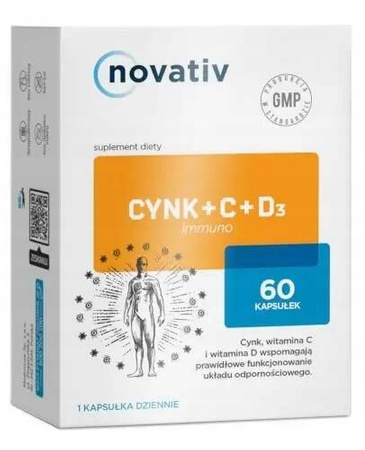 Cynk+C+D3 Immuno Novativ 60 kapsułek