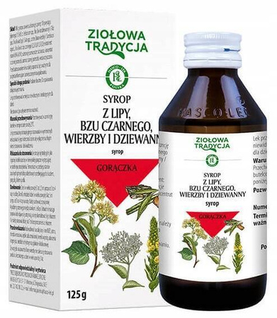 Ziołowa Tradycja Syrop z lipy, bzu czarnego, wierzby i dziewanny 125 g