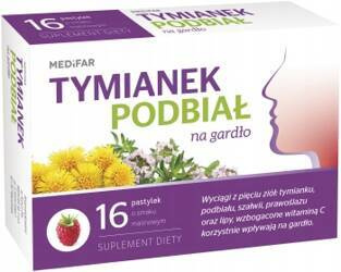 Tymianek Podbiał na gardło 16 pastylek