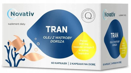 Tran olej z wątroby dorsza Novativ 60 kapsułek