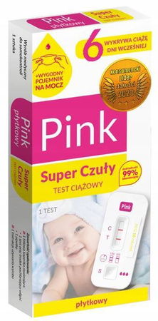Test Ciążowy PINK Super Czuły płytkowy 1 sztuka